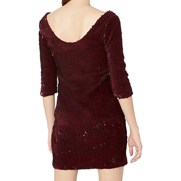 NWT Sequins! BB Dakota Sheath Raspberry Red Matte & Sequins Dress, Sz.M - Picture 5 of 10